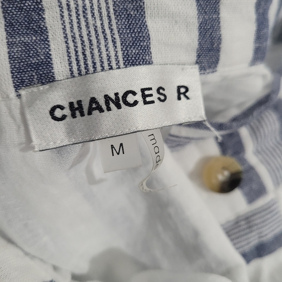 Chances R Skirt Women Size M Cotton Blend Button Front With Pockets Blue Stripes - Picture 8 of 9